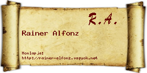 Rainer Alfonz névjegykártya